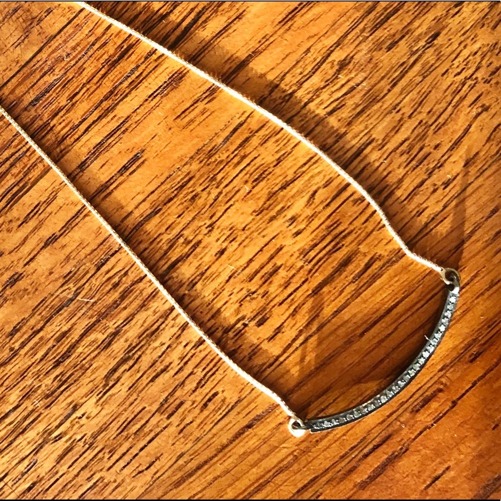 Karen London curved bar crescent diamond necklace